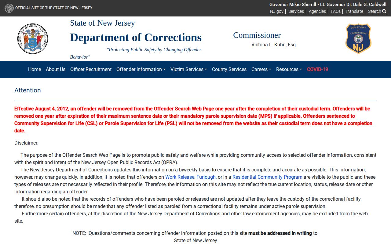 Atlantic County state prison offender search record path